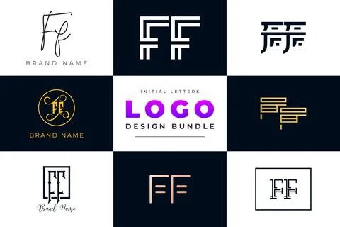 Set of collection Initial Letters FF Logo Design. Stock Illustration