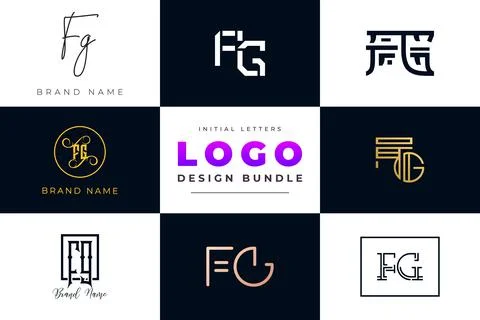 Set of collection Initial Letters FG Logo Design. Stock Illustration