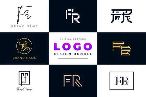 Set of collection Initial Letters FR Logo Design. Stock Illustration