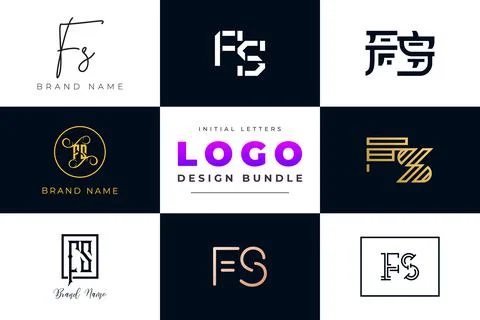 Set of collection Initial Letters FS Logo Design. Illustrazione stock
