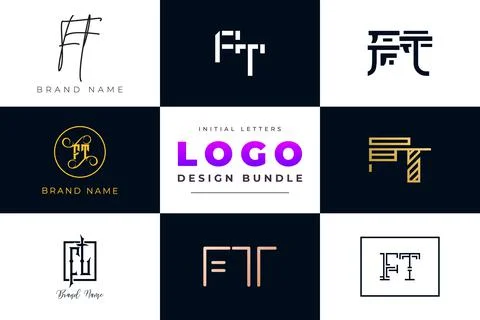 Set of collection Initial Letters FT Logo Design. Stock Illustration