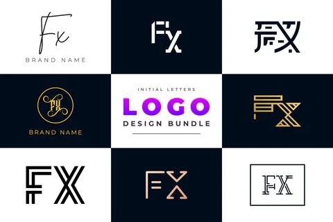 Set of collection Initial Letters FX Logo Design. Stock Illustration