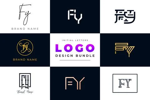 Set of collection Initial Letters FY Logo Design. Stock Illustration