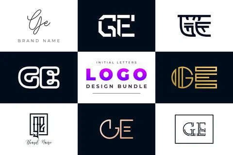 Set of collection Initial Letters GE Logo Design. Stock Illustration