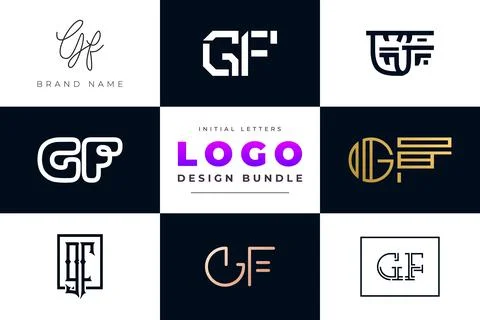 Set of collection Initial Letters GF Logo Design. Stock Illustration