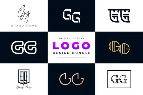 Set of collection Initial Letters GG Logo Design. Stock Illustration