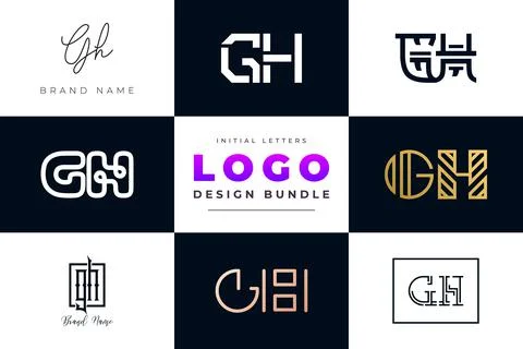 Set of collection Initial Letters GH Logo Design. Stock Illustration