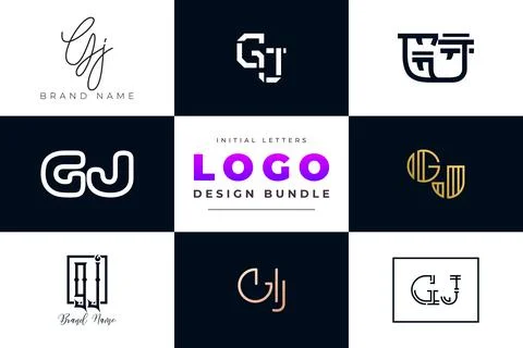 Set of collection Initial Letters GJ Logo Design. Stock Illustration