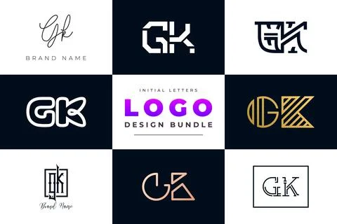 Set of collection Initial Letters GK Logo Design. Stock Illustration
