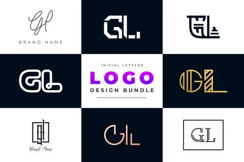 Set of collection Initial Letters GL Logo Design. Stock Illustration