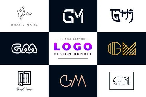 Set of collection Initial Letters GM Logo Design. Stock Illustration