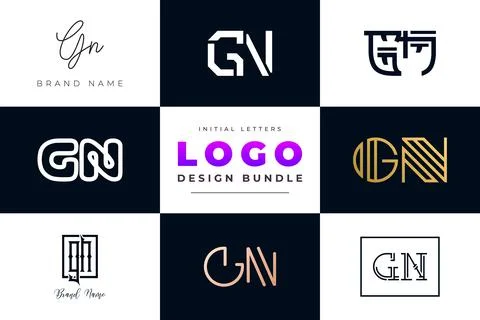Set of collection Initial Letters GN Logo Design. Stock Illustration