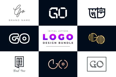 Set of collection Initial Letters GO Logo Design. Stock Illustration