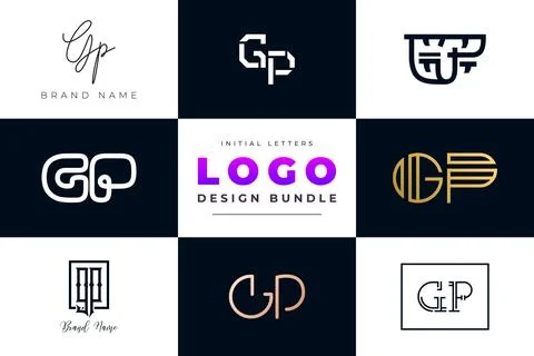 Set of collection Initial Letters GP Logo Design. Stock Illustration