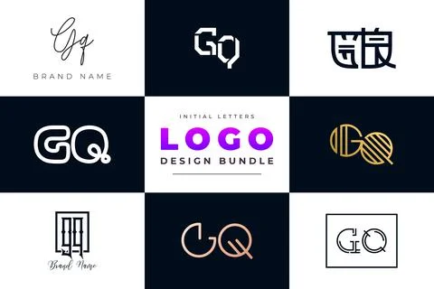 Set of collection Initial Letters GQ Logo Design. Stock Illustration