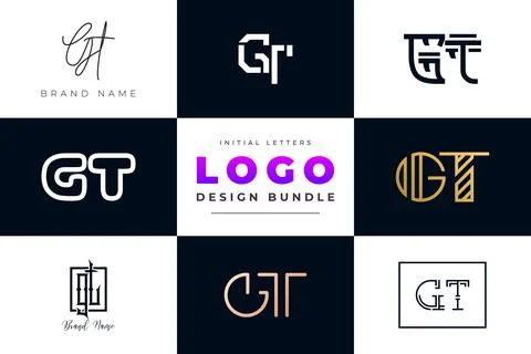 Set of collection Initial Letters GT Logo Design. Stock Illustration