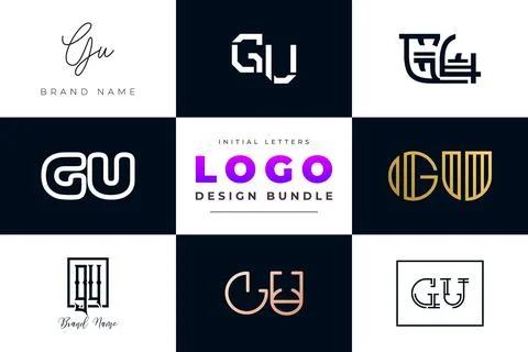 Set of collection Initial Letters GU Logo Design. Stock Illustration