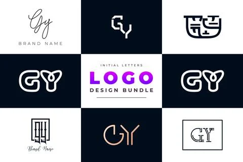 Set of collection Initial Letters GY Logo Design. Stock Illustration