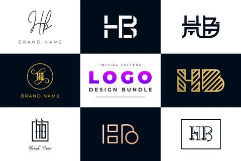 Set of collection Initial Letters HB Logo Design. Stock Illustration