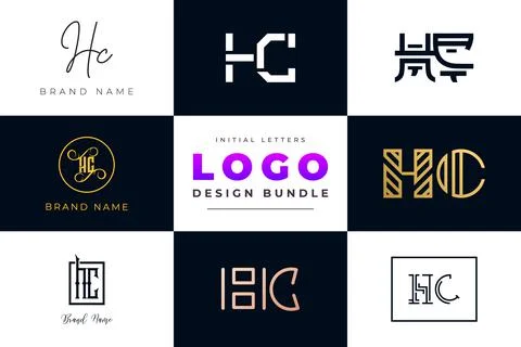 Set of collection Initial Letters HC Logo Design. Stock Illustration
