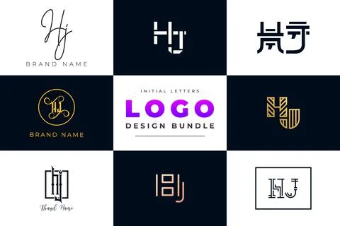 Set of collection Initial Letters HJ Logo Design. Stock Illustration