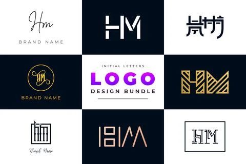 Set of collection Initial Letters HM Logo Design. Stock Illustration
