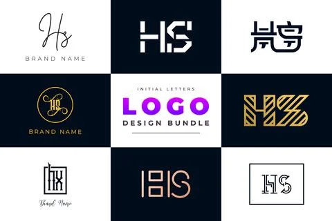 Set of collection Initial Letters HS Logo Design. Stock Illustration