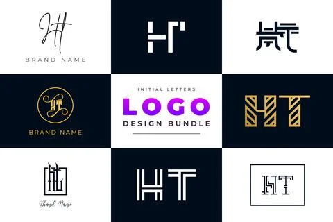 Set of collection Initial Letters HT Logo Design. Illustrazione stock