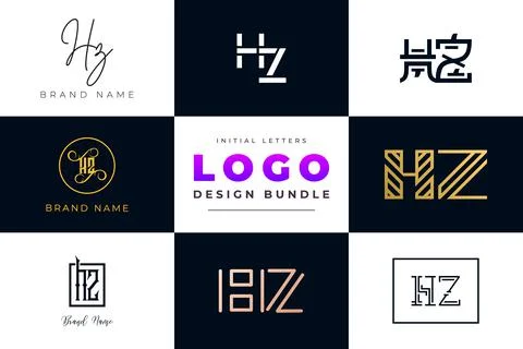 Set of collection Initial Letters HZ Logo Design. Stock Illustration