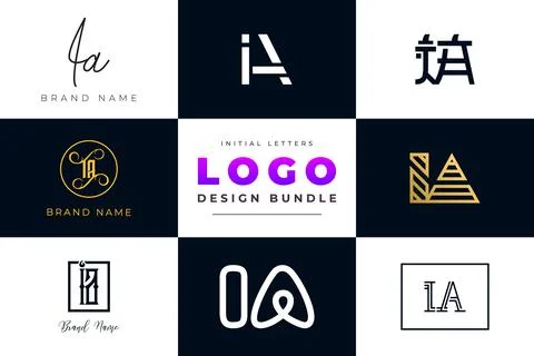 Set of collection Initial Letters IA Logo Design. Stock Illustration