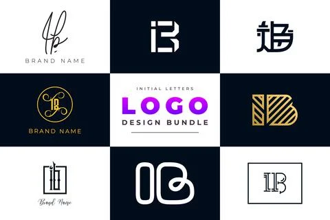 Set of collection Initial Letters IB Logo Design. Stock Illustration