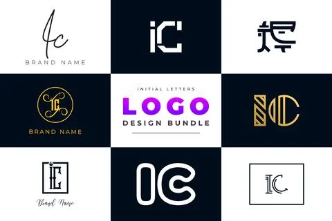 Set of collection Initial Letters IC Logo Design. Stock Illustration