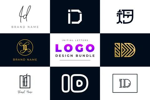 Set of collection Initial Letters ID Logo Design. Stock Illustration