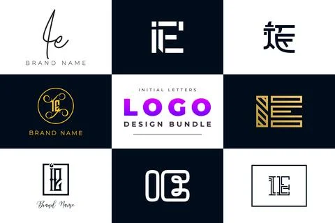 Set of collection Initial Letters IE Logo Design. Stock Illustration