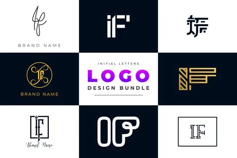 Set of collection Initial Letters IF Logo Design. Illustrazione stock