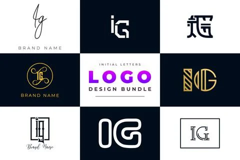 Set of collection Initial Letters IG Logo Design. Stock Illustration