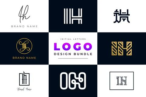 Set of collection Initial Letters IH Logo Design. Stock Illustration