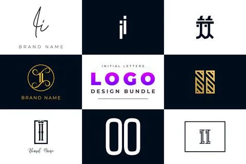 Set of collection Initial Letters II Logo Design. Stock Illustration