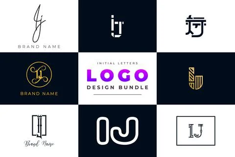 Set of collection Initial Letters IJ Logo Design. Stock Illustration