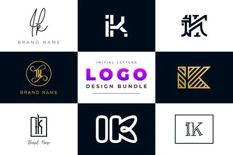 Set of collection Initial Letters IK Logo Design. Stock Illustration