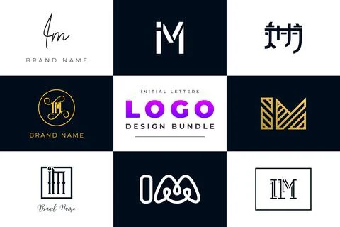 Set of collection Initial Letters IM Logo Design. Stock Illustration