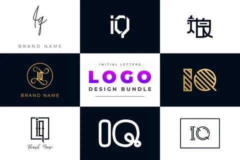 Set of collection Initial Letters IQ Logo Design. Stock Illustration