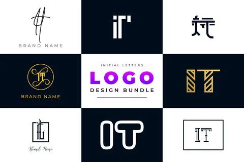 Set of collection Initial Letters IT Logo Design. Illustrazione stock