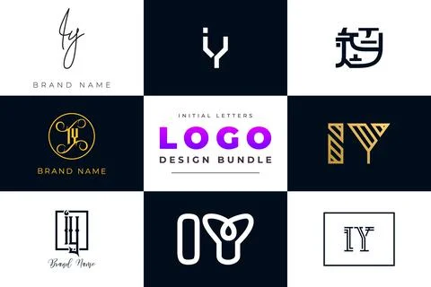 Set of collection Initial Letters IY Logo Design. Illustrazione stock