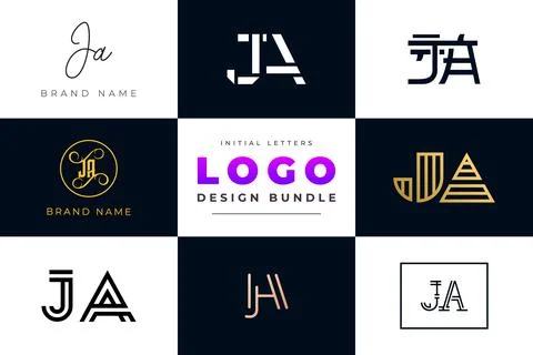 Set of collection Initial Letters JA Logo Design. Stock Illustration