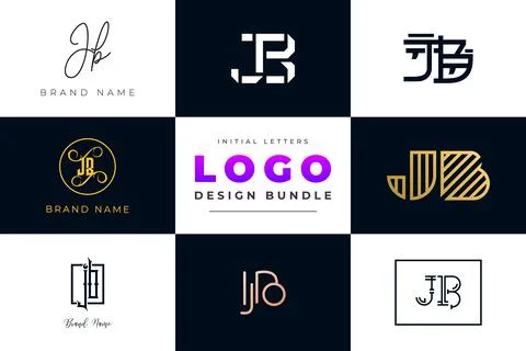 Set of collection Initial Letters JB Logo Design. Stock Illustration