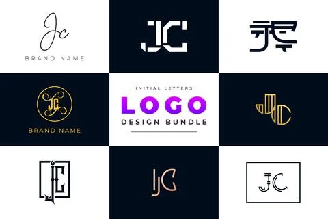 Set of collection Initial Letters JC Logo Design. Stock Illustration