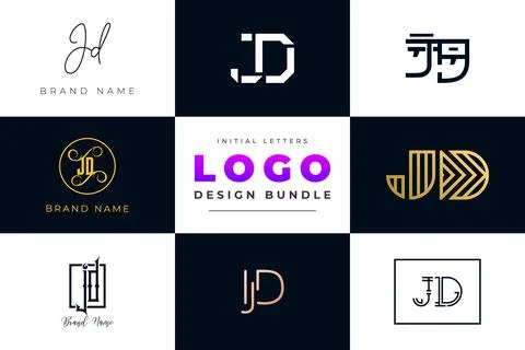 Set of collection Initial Letters JD Logo Design. Stock Illustration