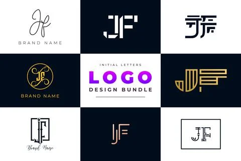 Set of collection Initial Letters JF Logo Design. Stock Illustration