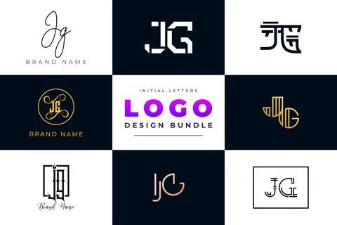 Set of collection Initial Letters JG Logo Design. Stock Illustration